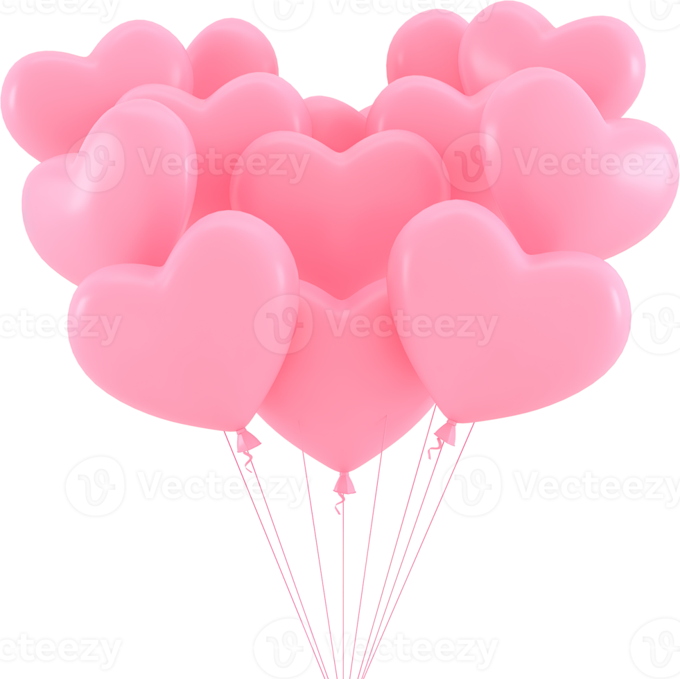 access element for Valentine's Day and Mother's Day greeting card, 3D rendering of celebrations on special days. png