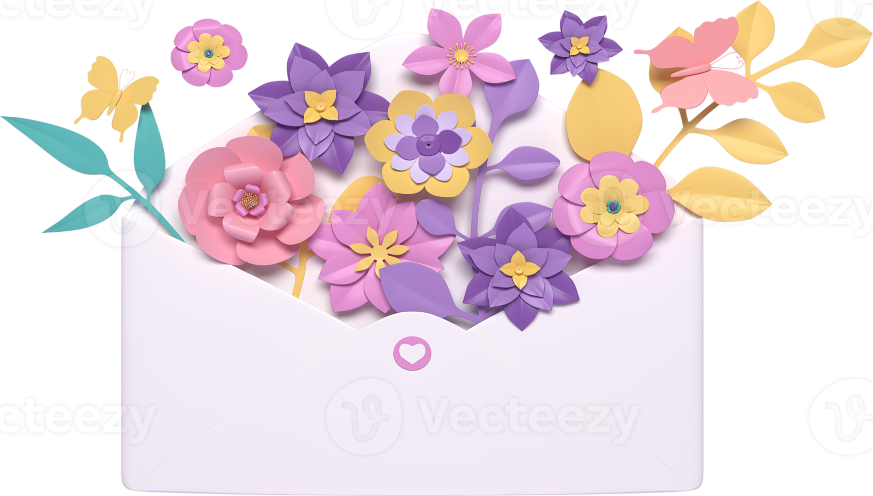 access element for Valentine's Day and Mother's Day greeting card, 3D rendering of celebrations on special days. png