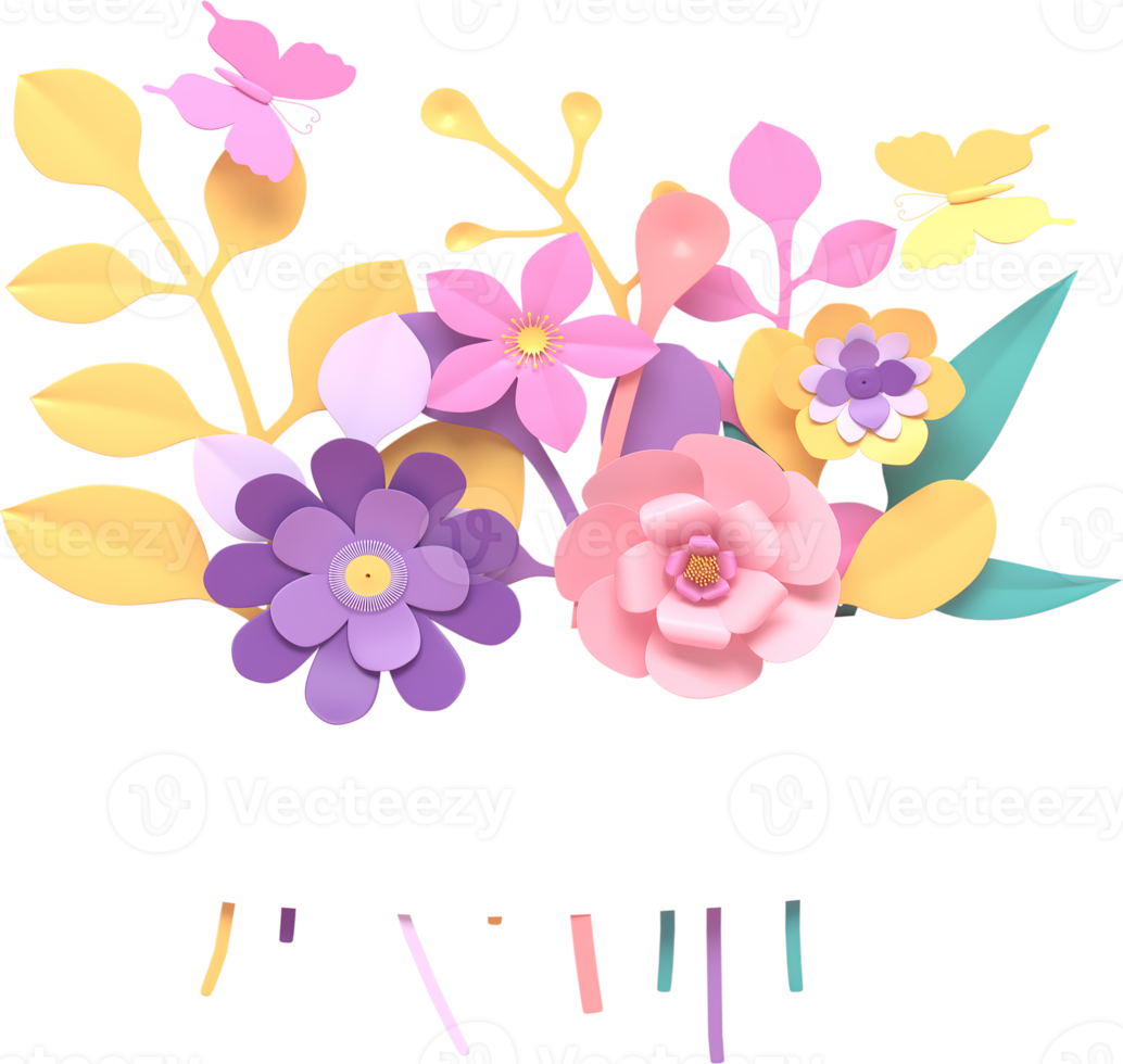 access element for Valentine's Day and Mother's Day greeting card, 3D rendering of celebrations on special days. png
