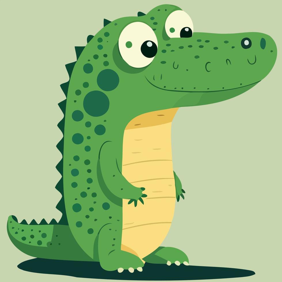 cute crocodile reptile animal body vector