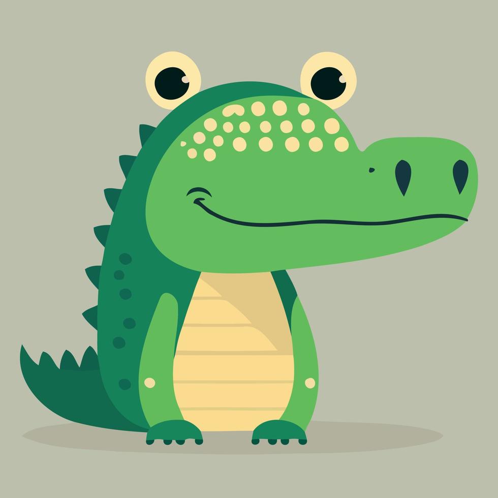 cute crocodile reptile animal body vector