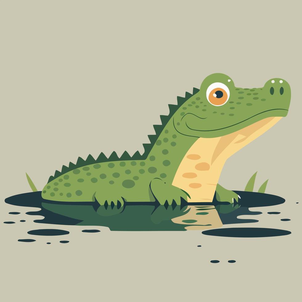 cute crocodile reptile animal body vector
