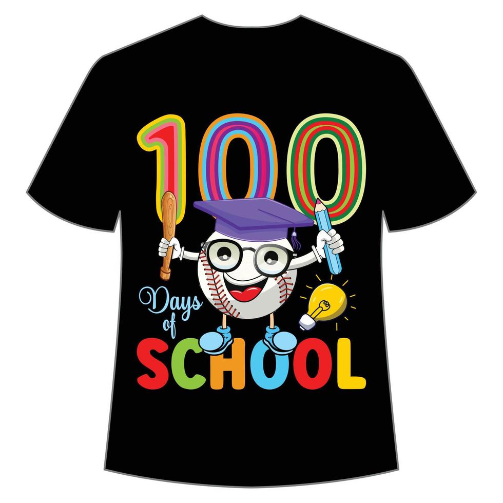 100 days of school t-shirt Happy back to school day shirt print template, typography design for kindergarten pre k preschool, last and first day of school, 100 days of school shirt vector