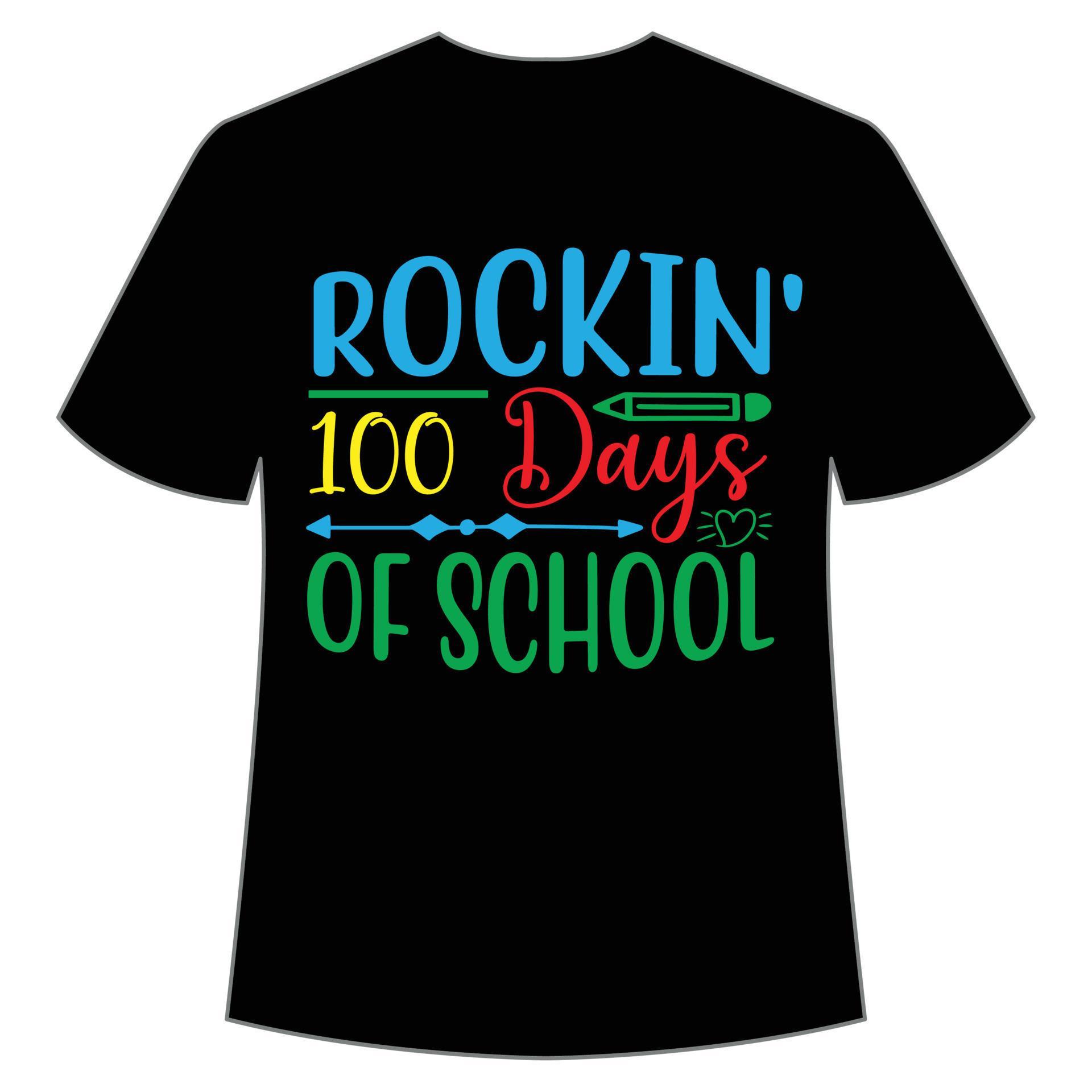 Rockin 100 days of schooltshirt Happy back to school day shirt print template, typography