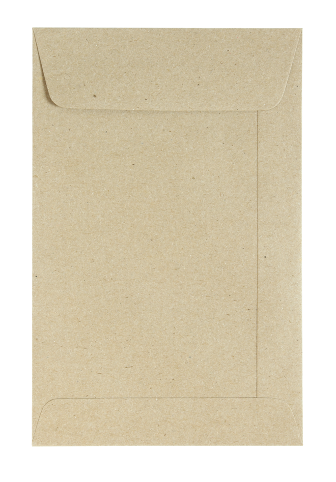 brown envelope isolated with clipping path for mockup png