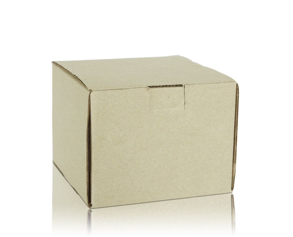 Blank cardboard box isolated with reflect floor for mockup png
