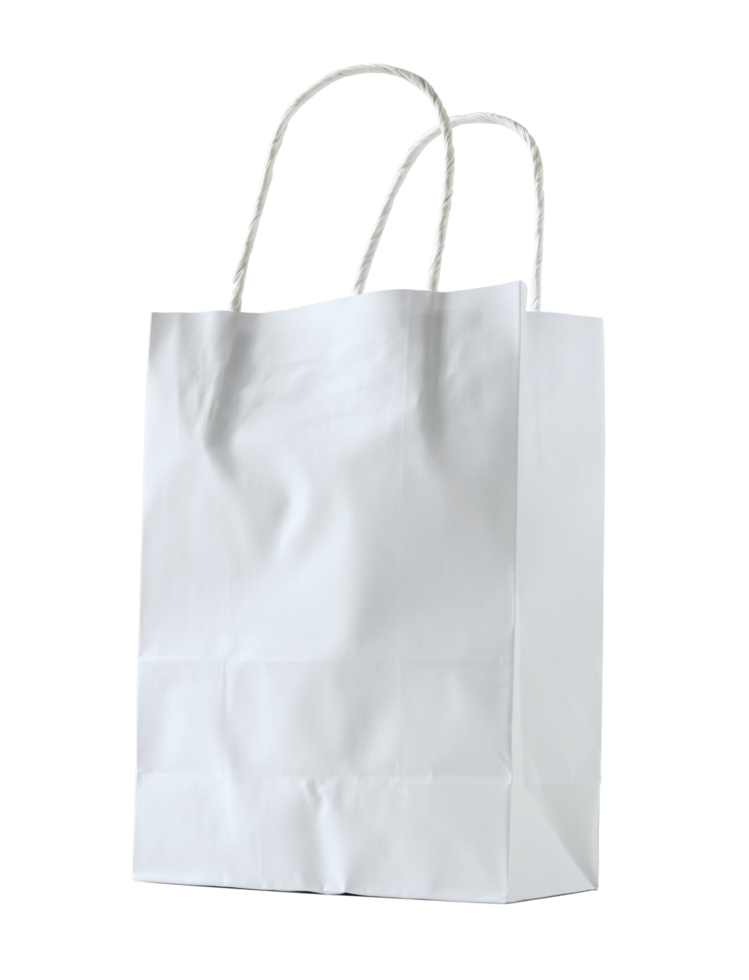 white paper bag isolated with clipping path for mockup png