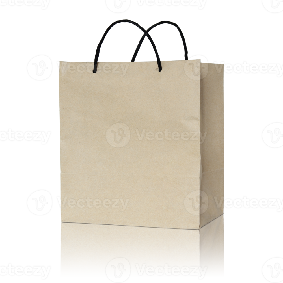 Brown paper bag isolated with reflect floor for mockup 19039845 PNG