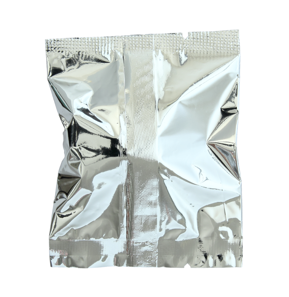 Foil package isolated with clipping path for mockup png