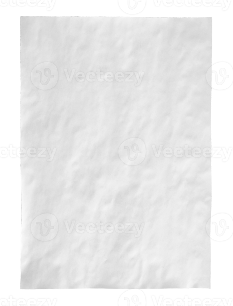 white crumpled paper isolated with clipping path for mockup png