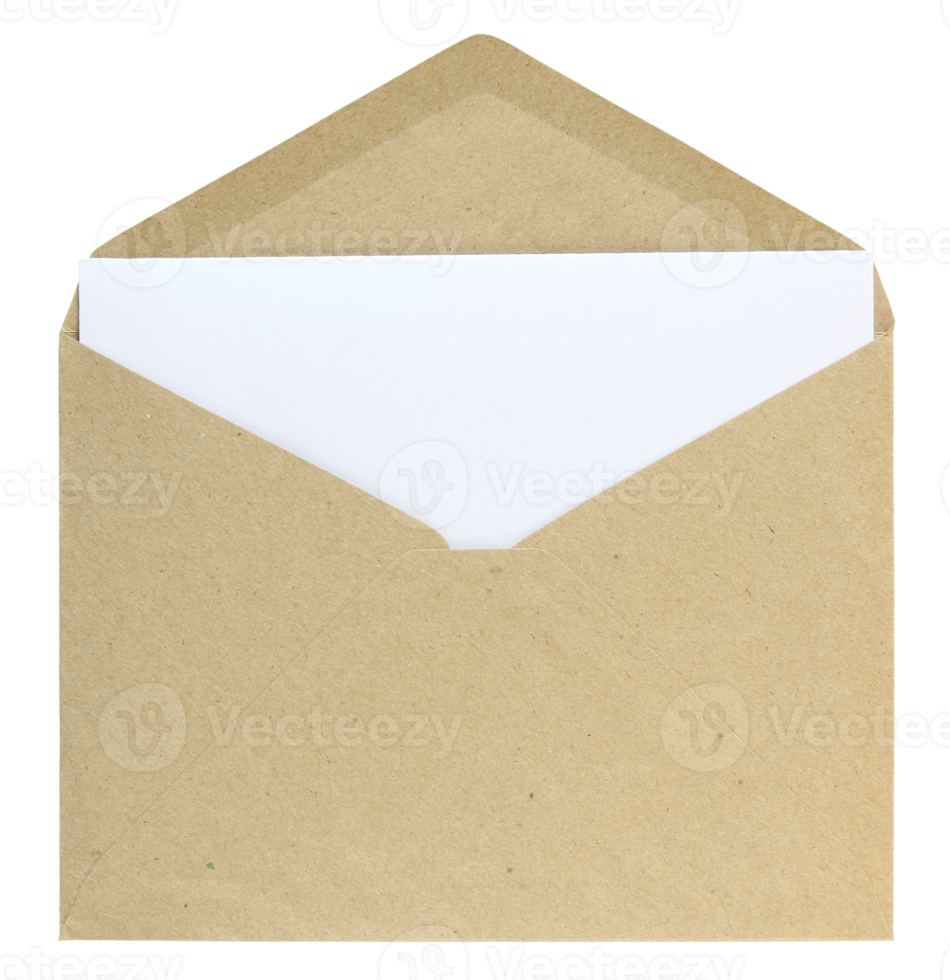 open envelope isolated with clipping path for mockup png