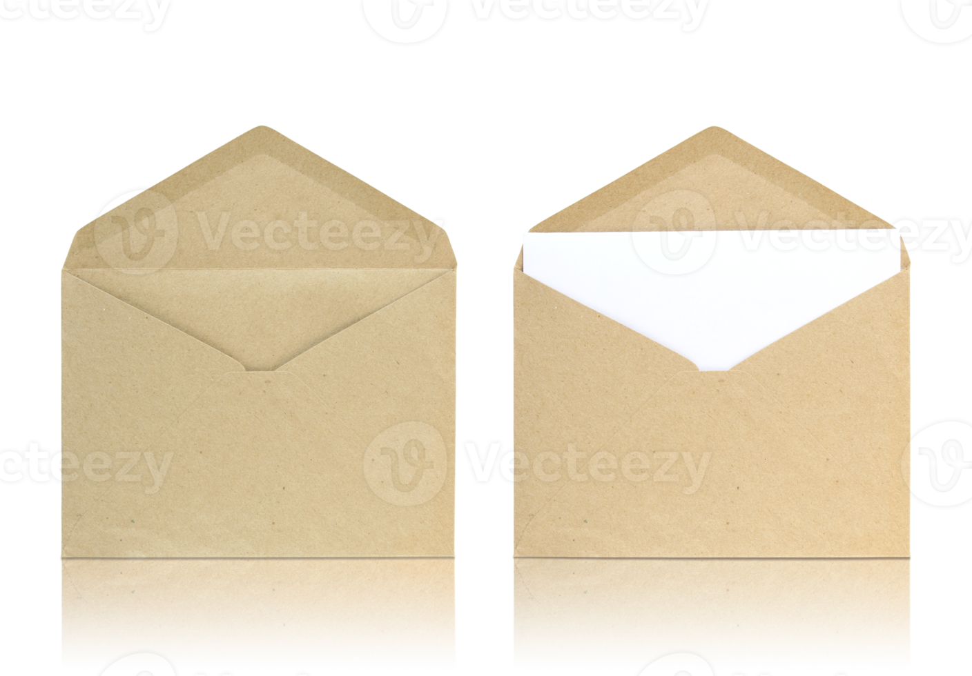 reeks van Open envelop geïsoleerd met reflecteren verdieping voor mockup png