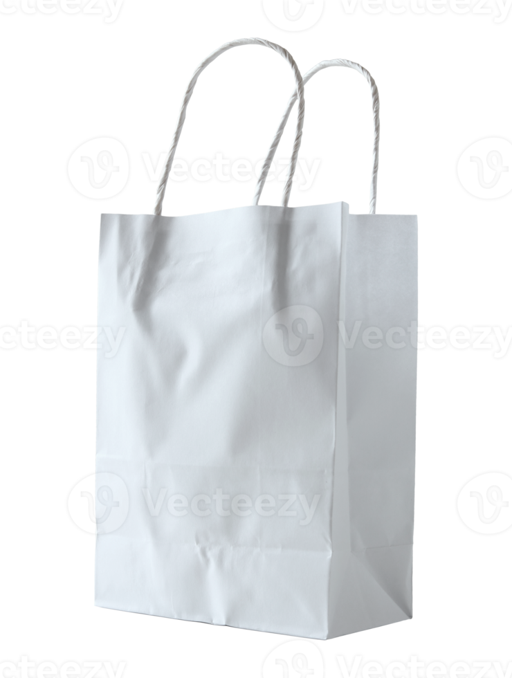 white paper bag isolated with clipping path for mockup png