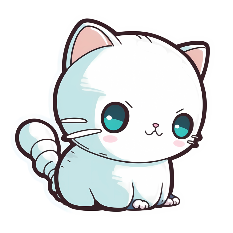 Cute Fluffy White Cat Sticker - Adorable Feline Free PNG Sticker