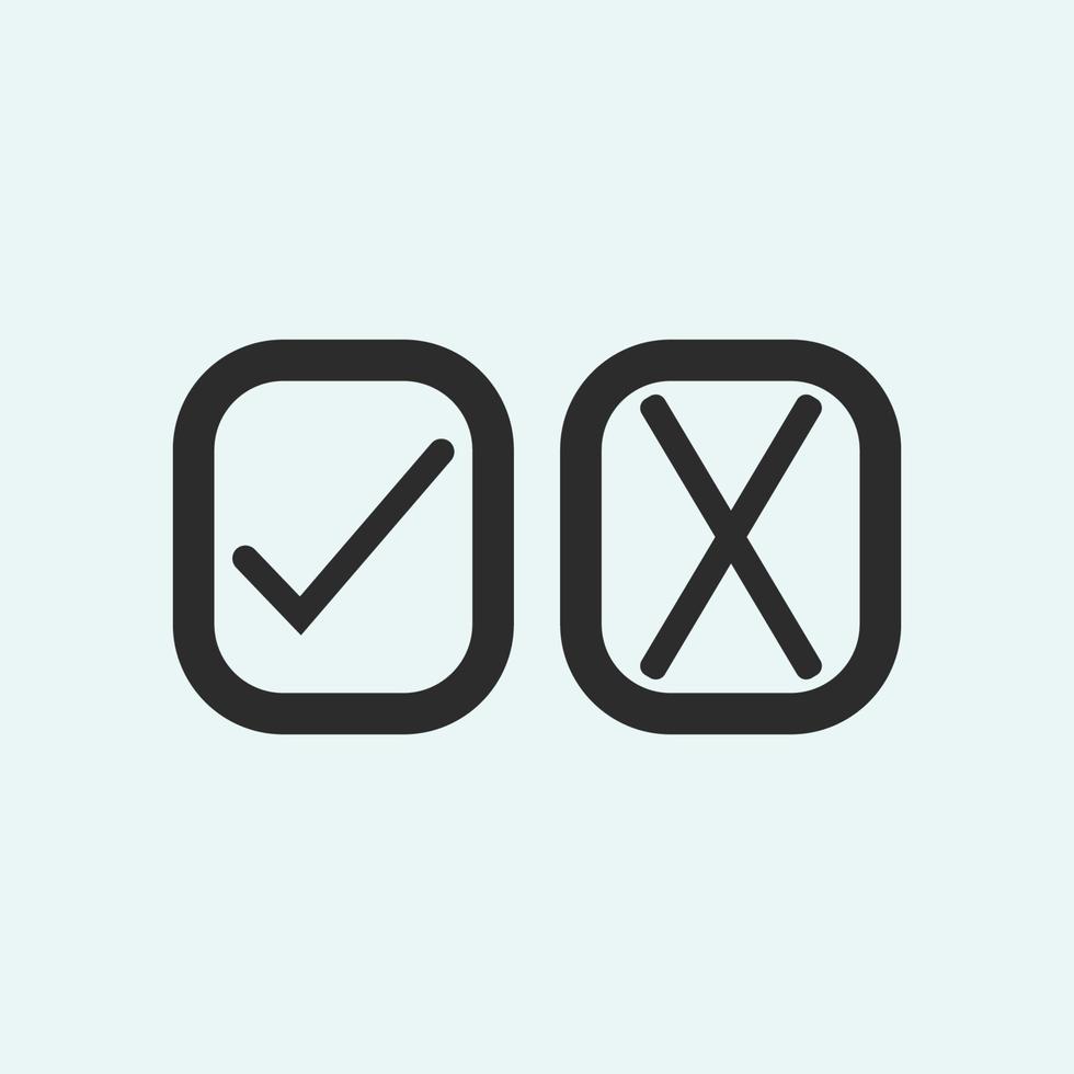 Check mark Black line icons. Vector illustration. - Vector