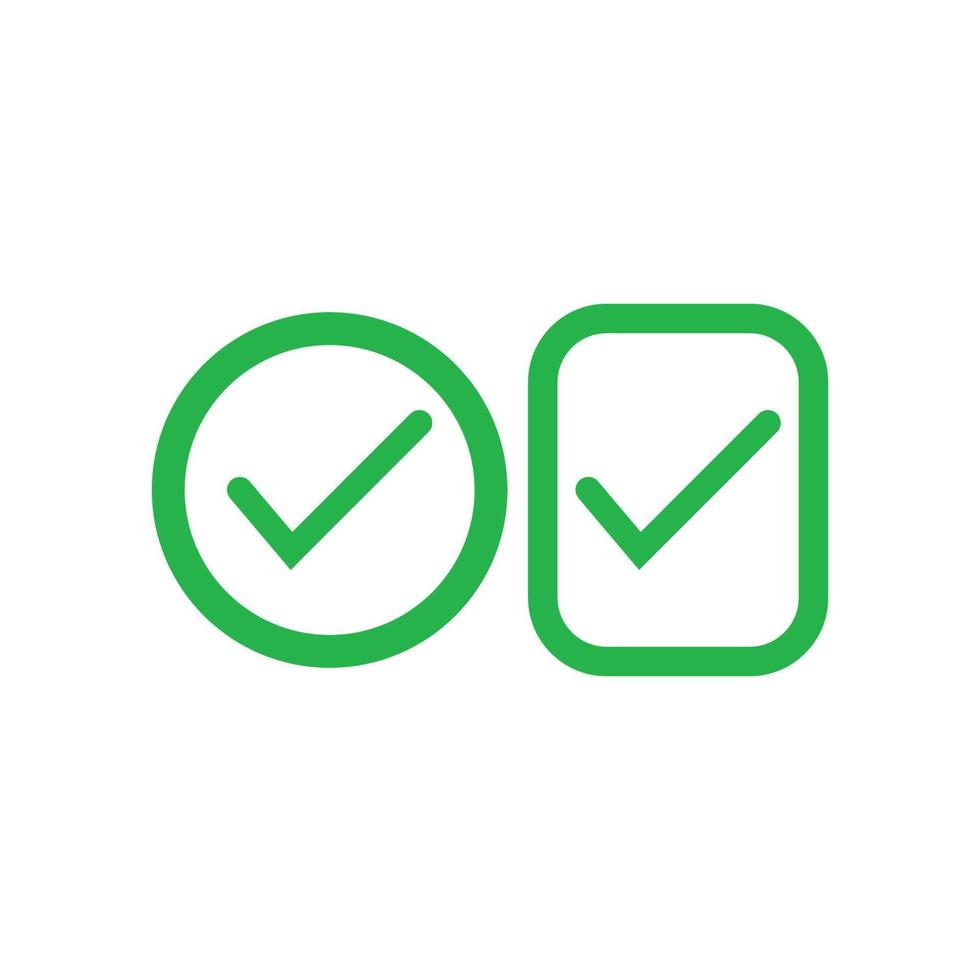 Check mark green line icons. Vector illustration. - Vector