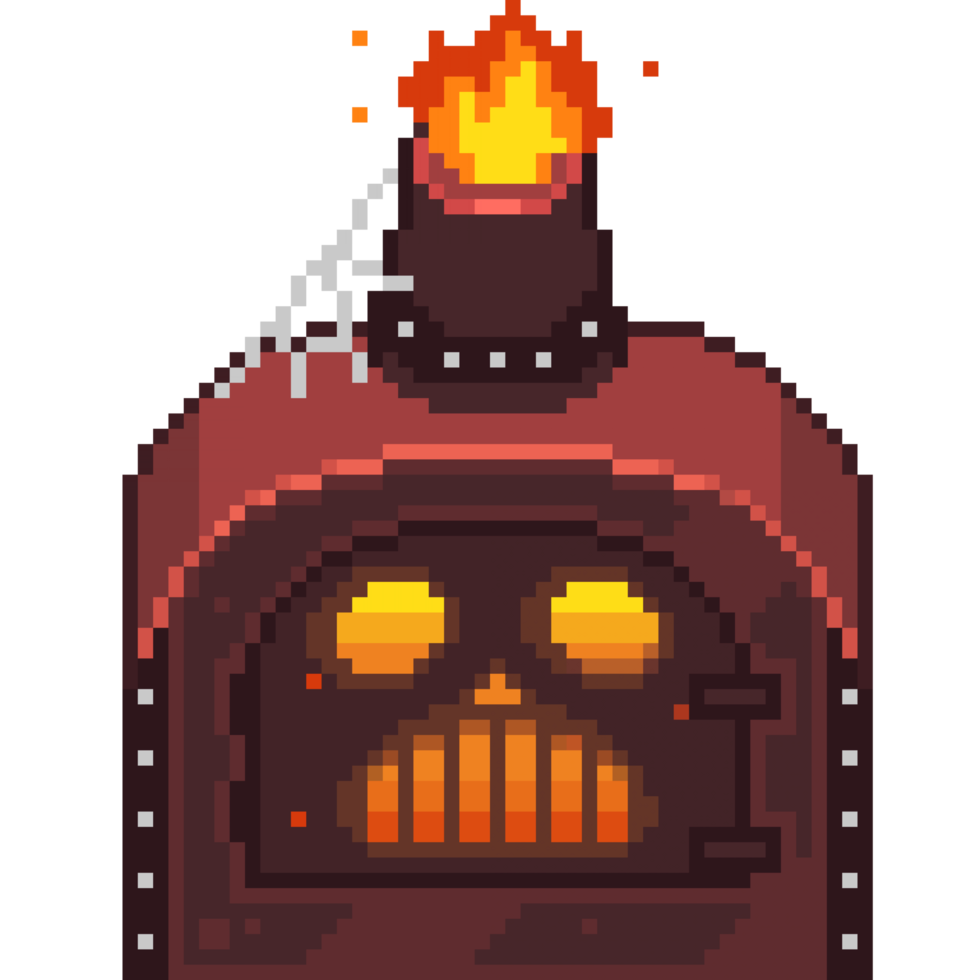 un 8 po retrò styled pixel arte illustrazione di un' vapore forno. png