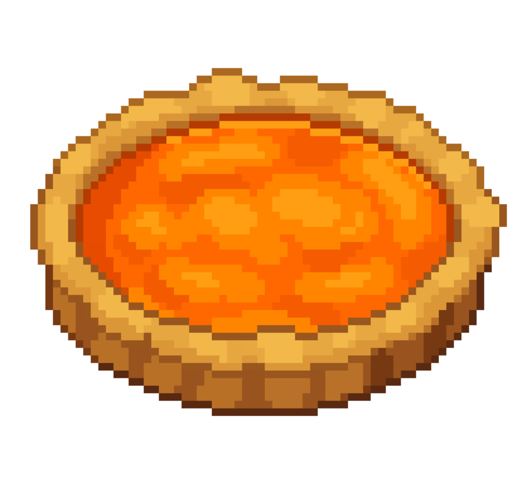 uma ilustração de pixel art estilo retrô de 8 bits de torta de abóbora. png