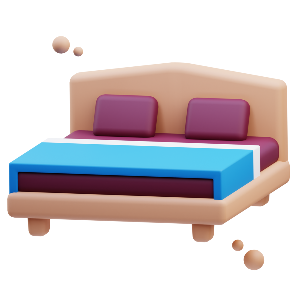 A cama de ilustração 3D pode ser usada para web, aplicativo, gráfico de informações, etc. png