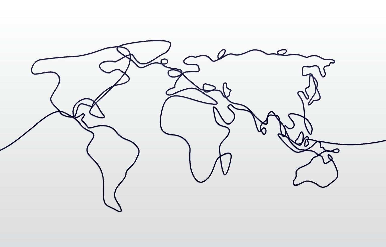 mapa del mundo en estilo de arte de una línea vector