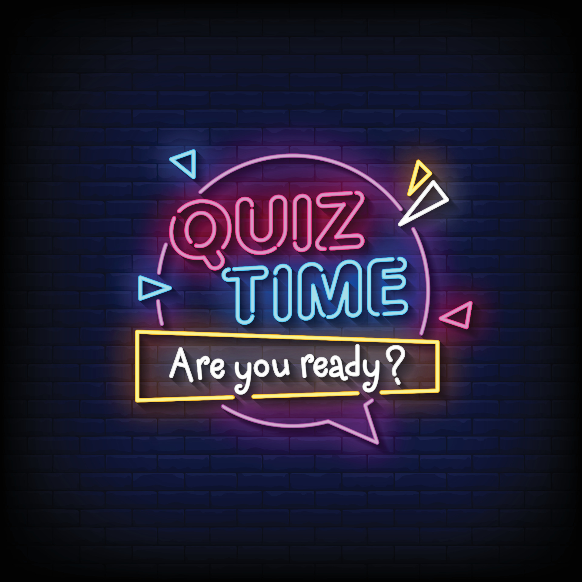 Anúncio Quiz Time poster neon signboard vector. Pub Quiz vintage