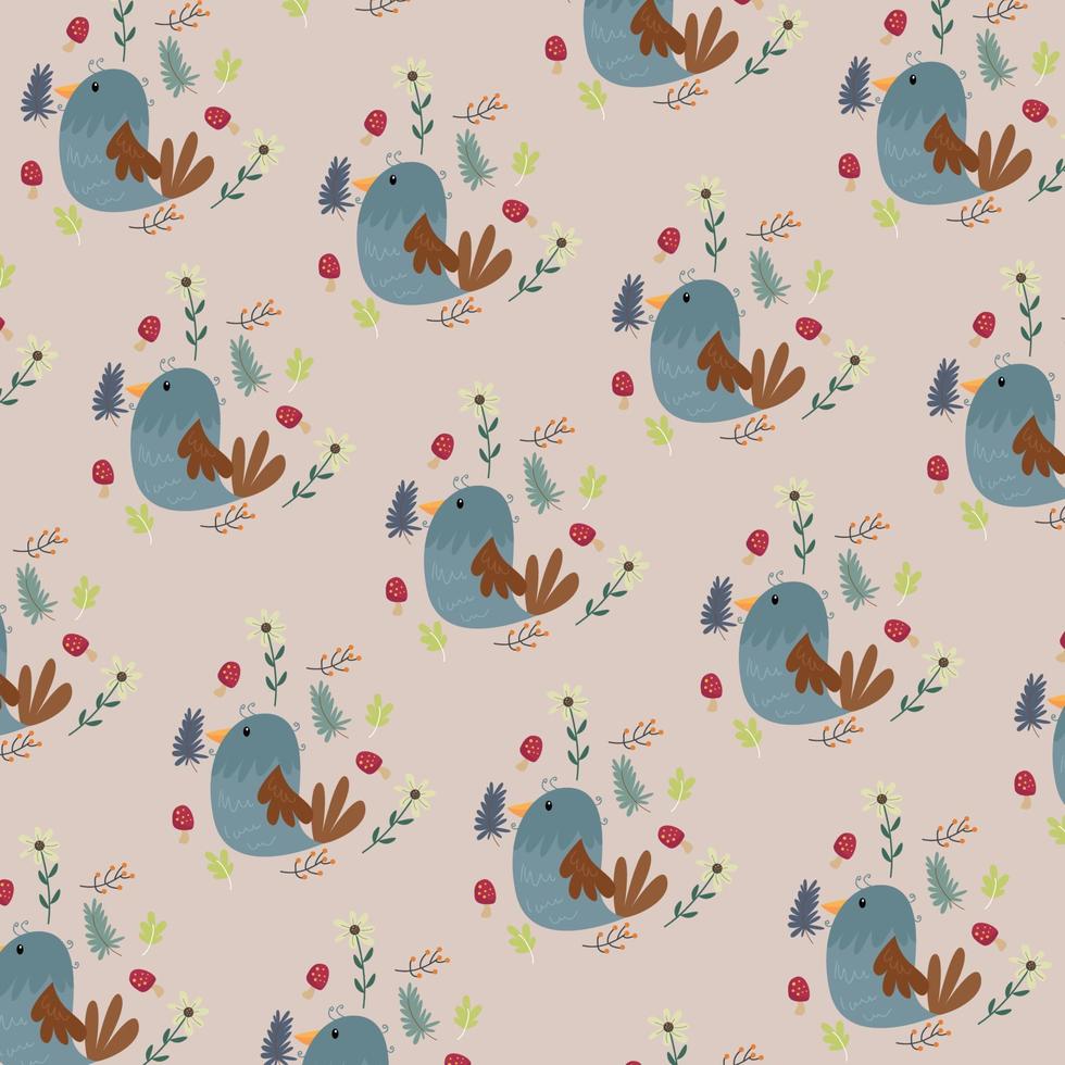 Vector pattern of birds in spring. Bird trendy frame sketch. Perfect for prints, wall art, packaging and cards.