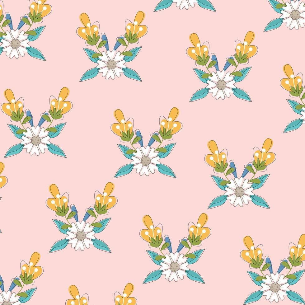 Patterns of flowers, plants, botanicals, cute vector designs for kids fashion, fabrics, wallpapers and prints all on mint green background color.