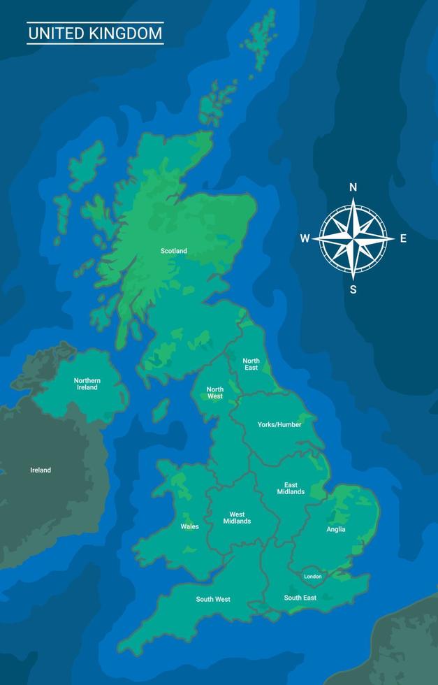 mapa del pais del reino unido vector