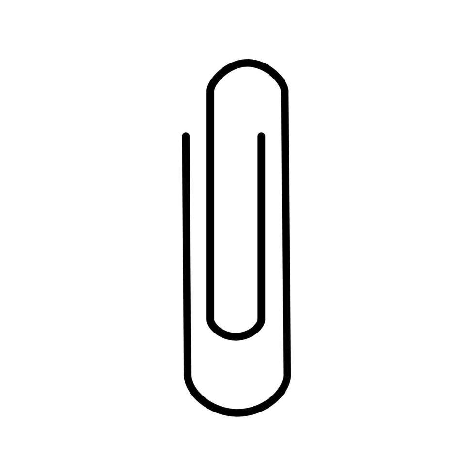 Simple black line paperclip icon. Vector illustration flat design isolated on white background.