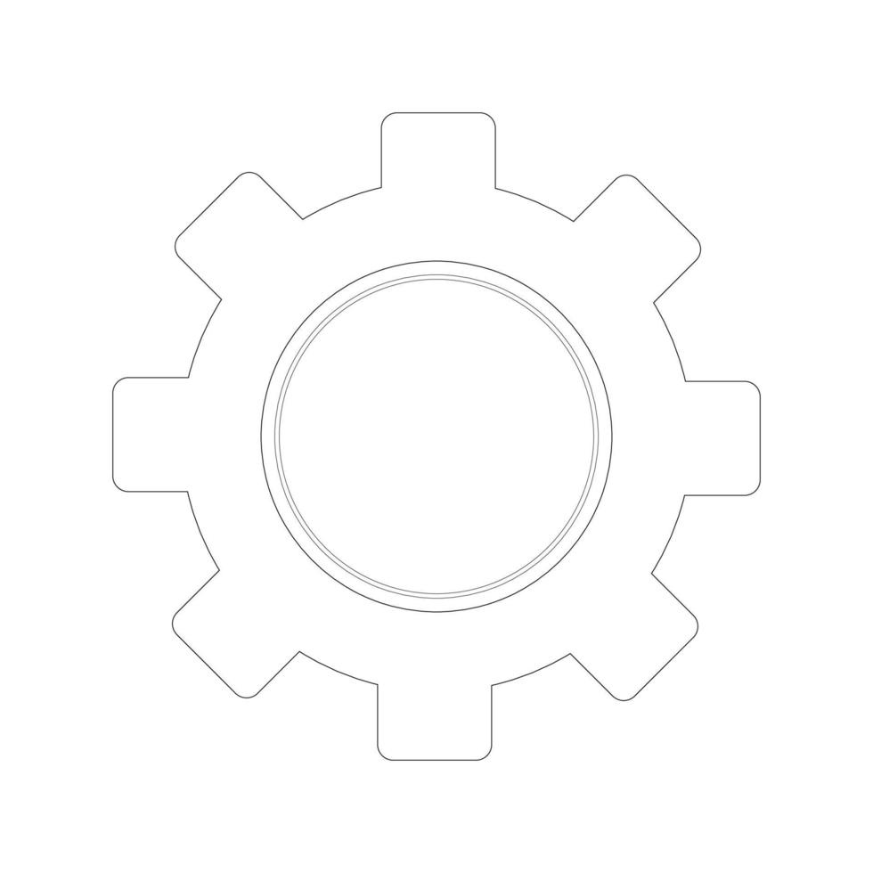 Gear icon simple black line sketchy. Technology concept. Vector illustration flat design isolated on white background.