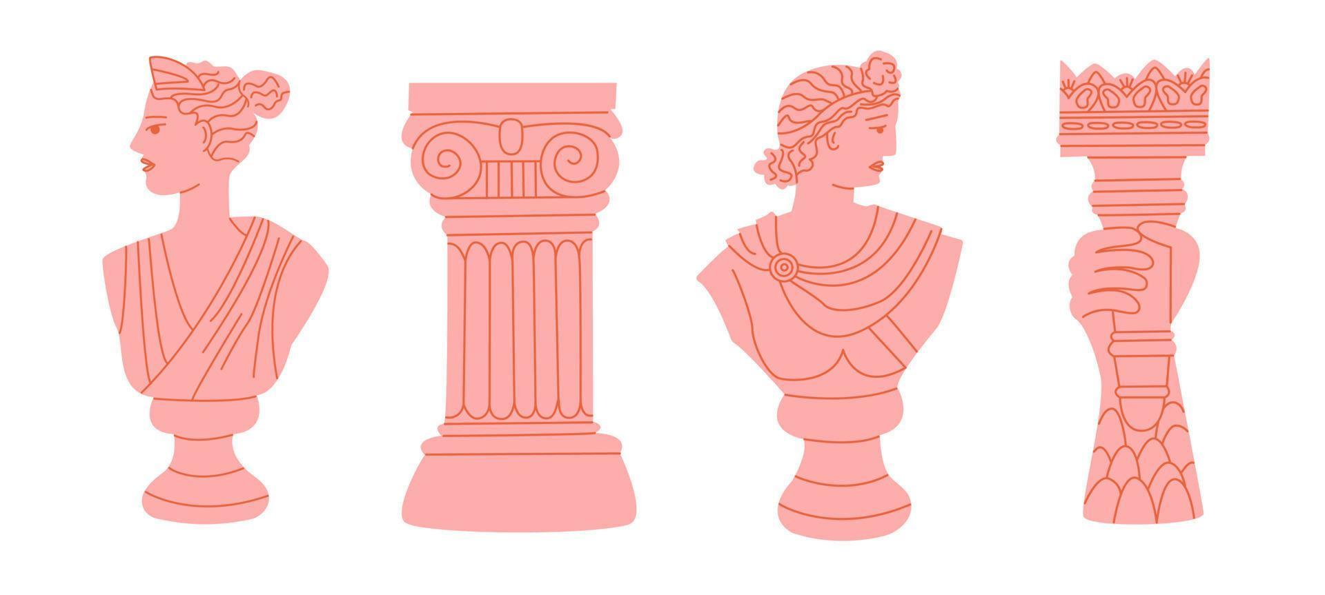 Contemporary art with antique statue head. vector