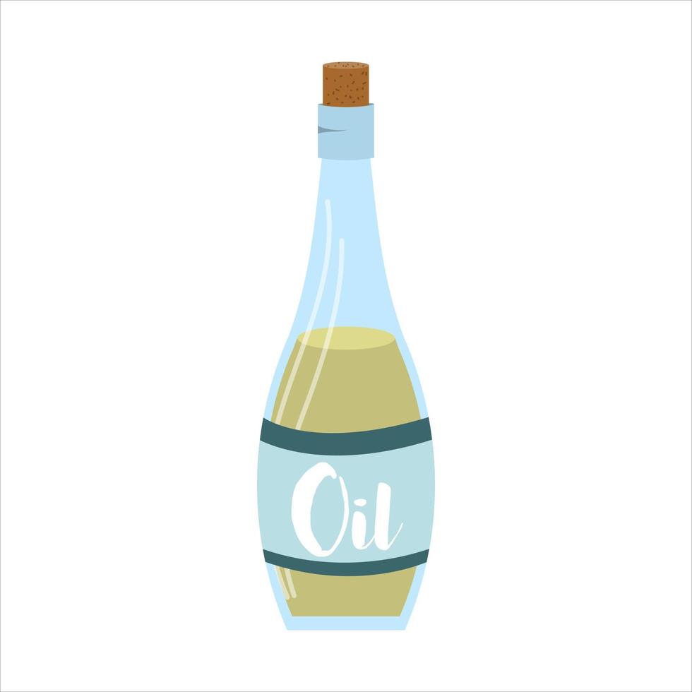 Olive oil in a bottle. vector illustration on a white background.