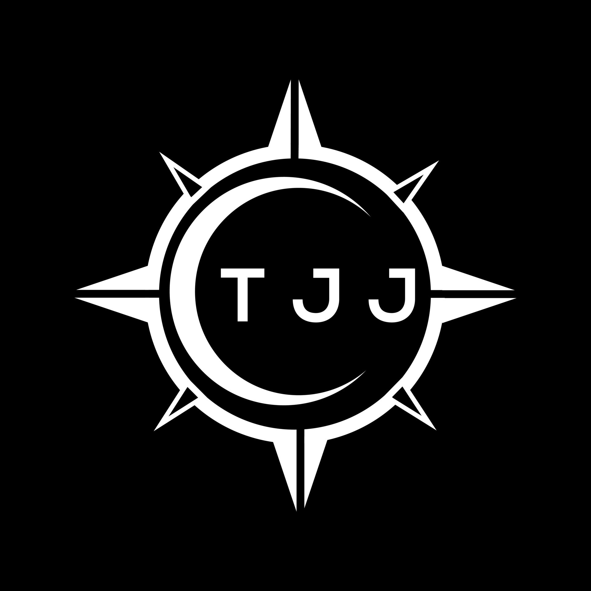 TJJ abstract technology logo design on Black background. TJJ creative