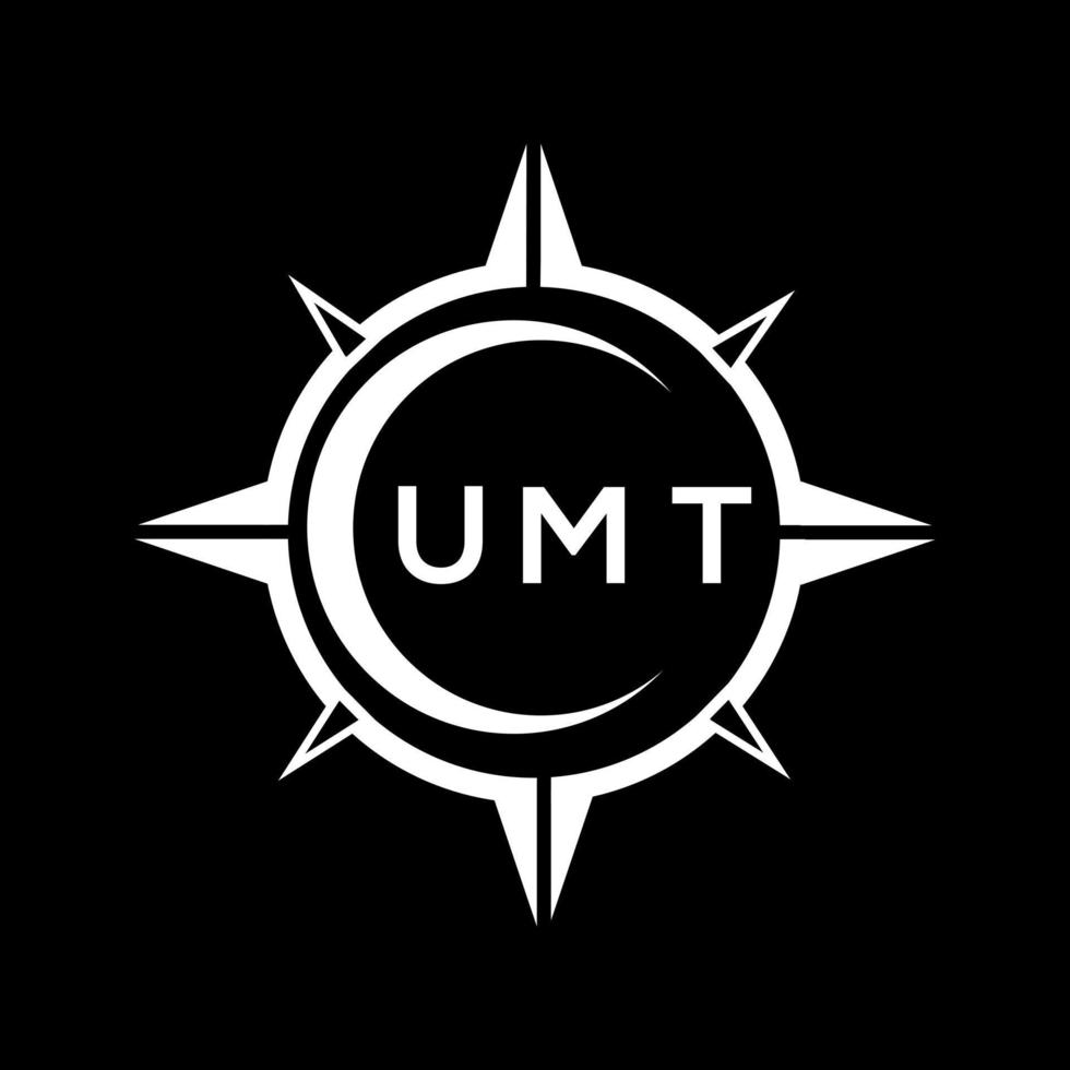 Diseño de logotipo de tecnología abstracta umt sobre fondo negro. concepto de logotipo de letra de iniciales creativas umt. vector