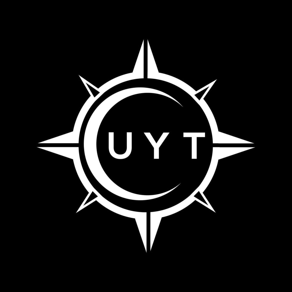 UYT abstract technology logo design on Black background. UYT creative initials letter logo concept. vector