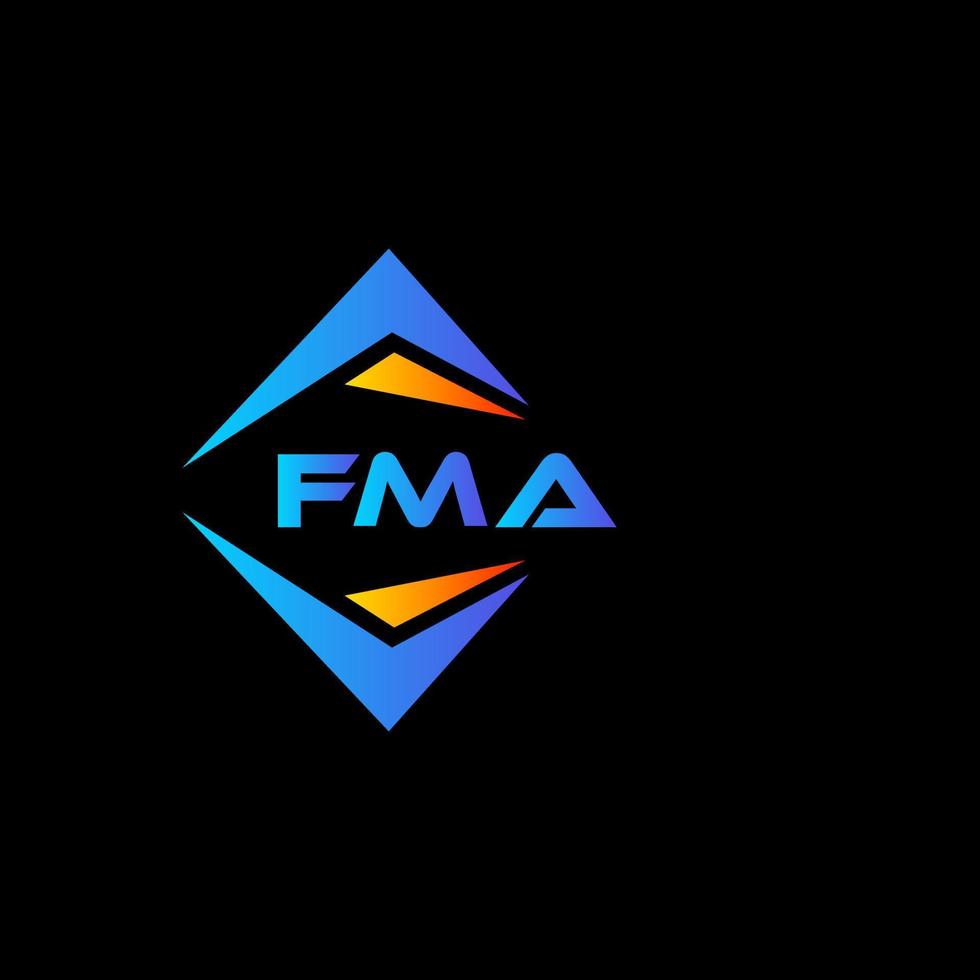 diseño de logotipo de tecnología abstracta fma sobre fondo negro. concepto de logotipo de letra de iniciales creativas fma. vector