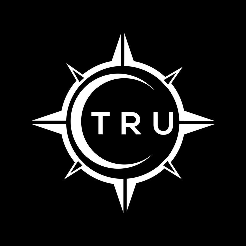 diseño de logotipo de tecnología abstracta tru sobre fondo negro. concepto de logotipo de letra inicial creativa tru. vector