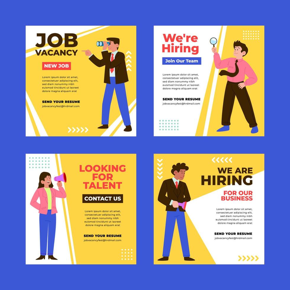 We Are Hiring Job Vacancy Social Media Post Template vector