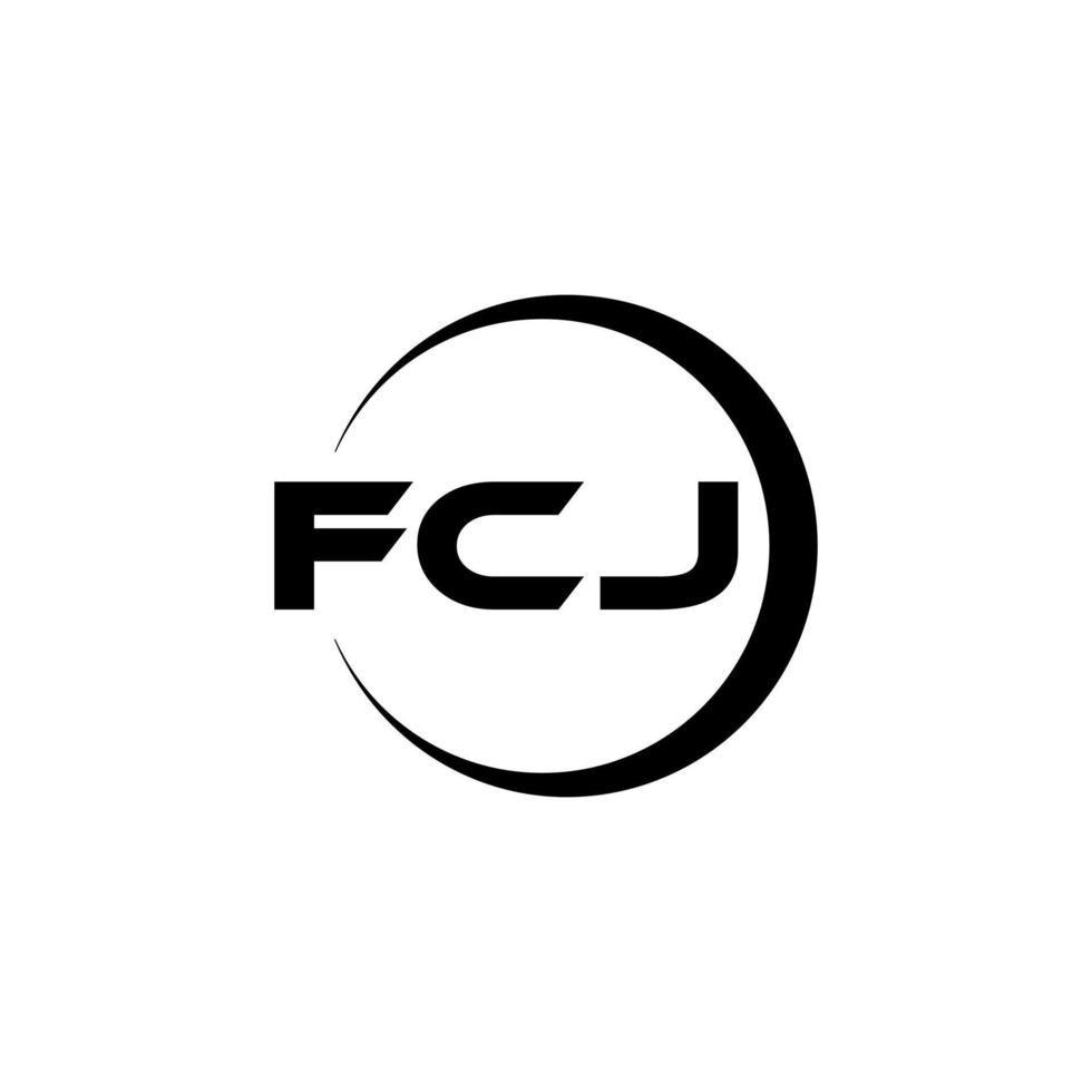 FCJ letter logo design in illustration. Vector logo, calligraphy designs for logo, Poster, Invitation, etc.
