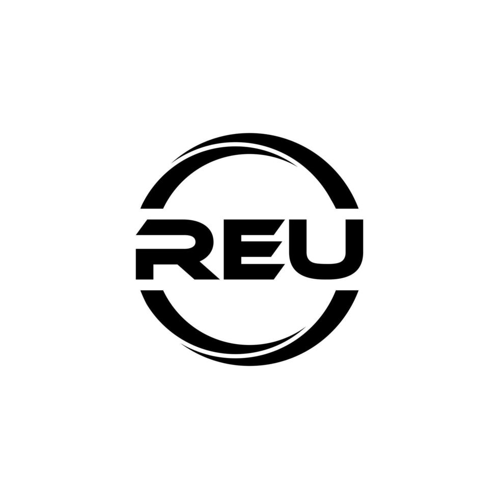 REU letter logo design in illustration. Vector logo, calligraphy designs for logo, Poster, Invitation, etc.