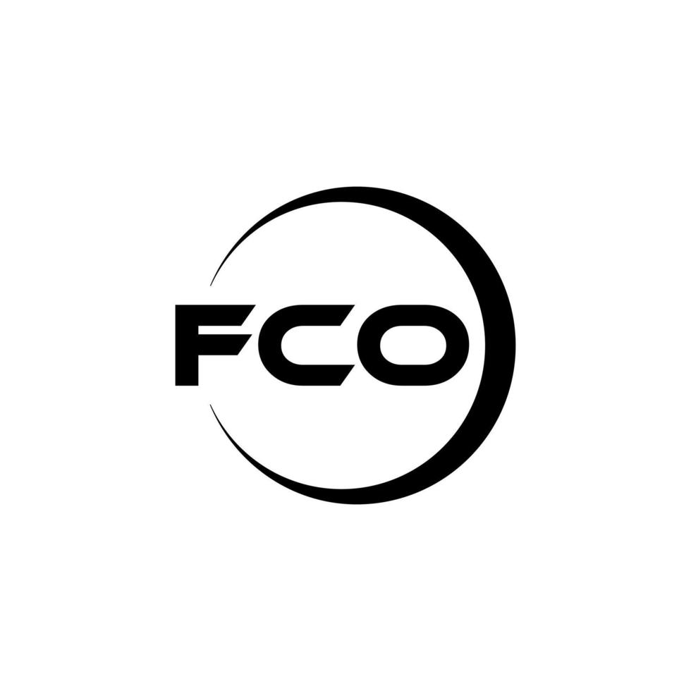 FCO letter logo design in illustration. Vector logo, calligraphy designs for logo, Poster, Invitation, etc.