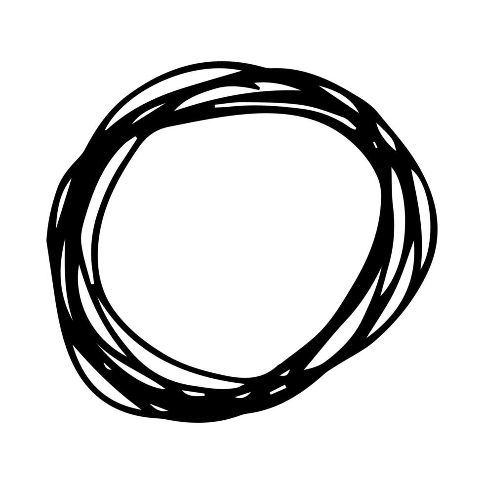 círculo de garabatos dibujado a mano. elemento de diseño circular redondo de fideos negros sobre fondo blanco. ilustración vectorial vector