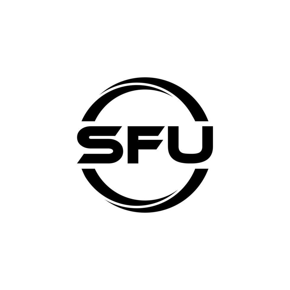 SFU letter logo design in illustration. Vector logo, calligraphy designs for logo, Poster, Invitation, etc.