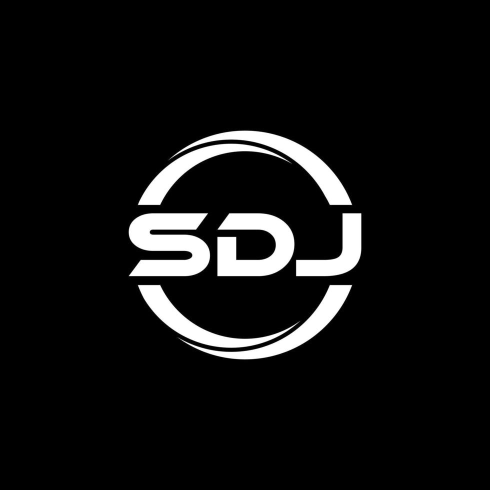 SDJ letter logo design in illustration. Vector logo, calligraphy