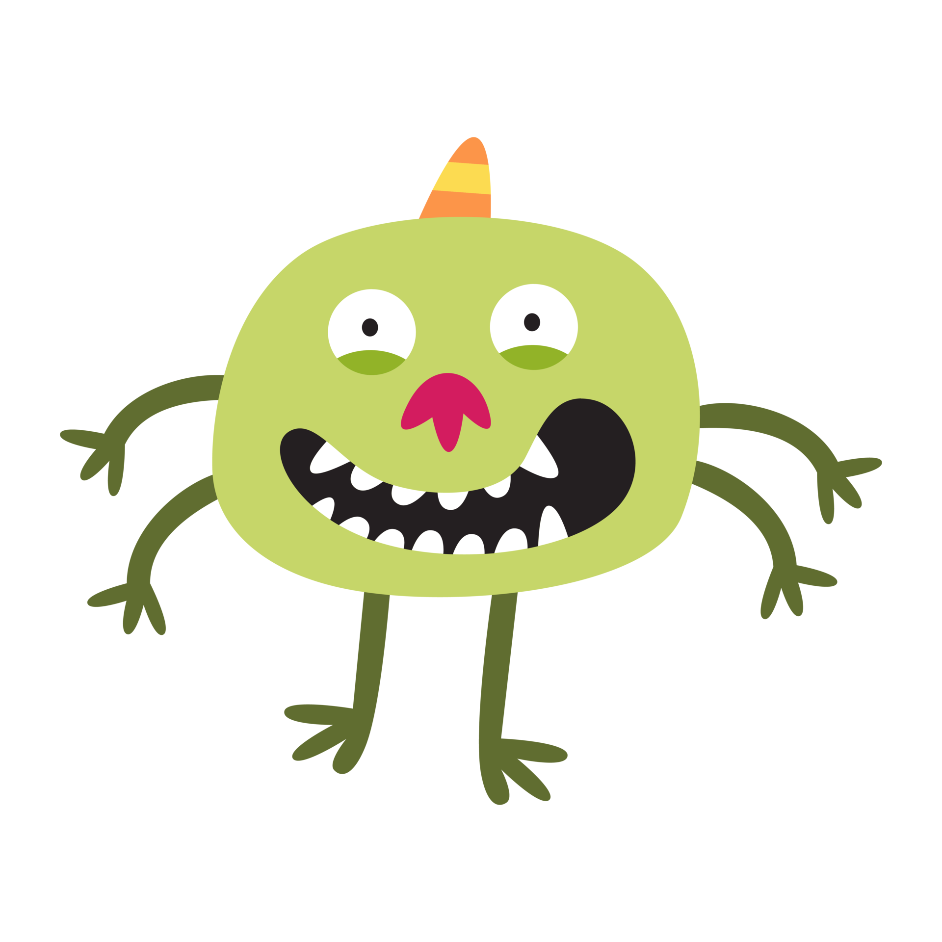 Free green cartoon monster with four hands 19044648 PNG with Transparent Background