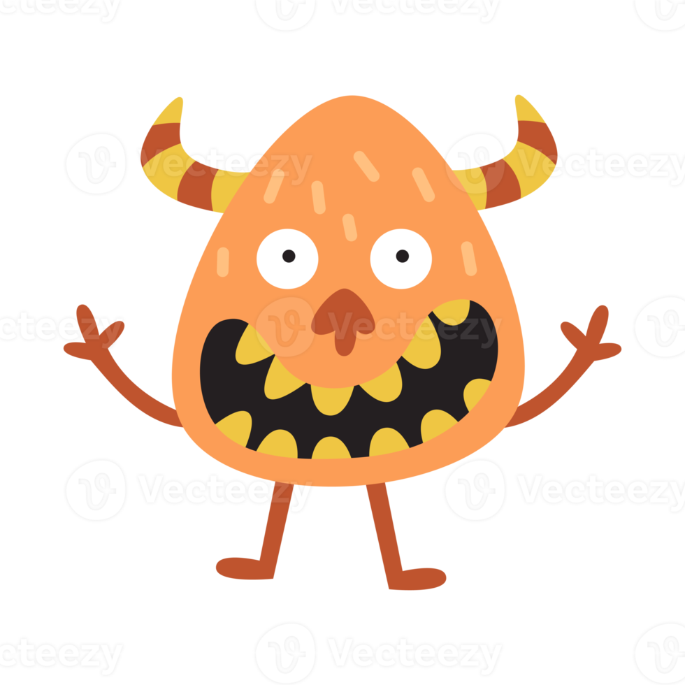 smile monster cartoon with horn png