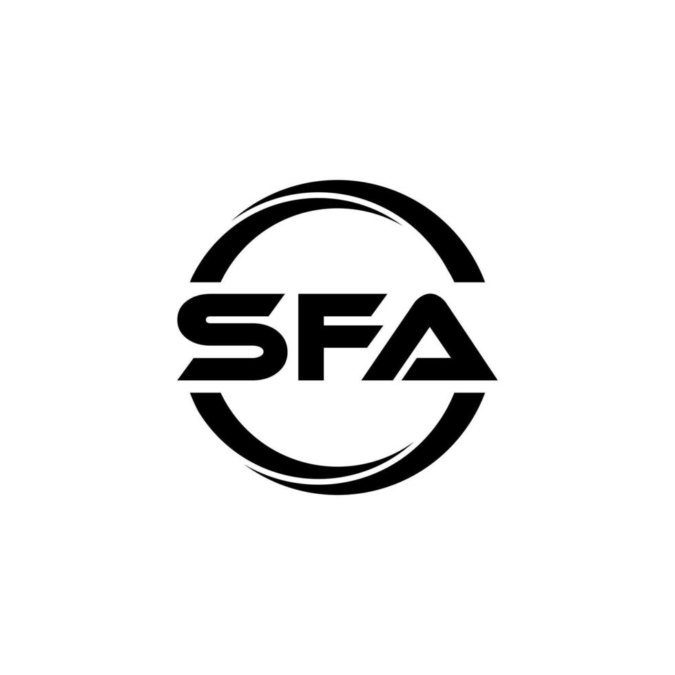 SFA letter logo design in illustration. Vector logo, calligraphy designs for logo, Poster, Invitation, etc.