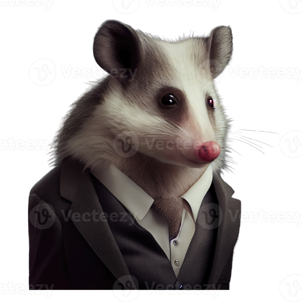 Portrait of a opossum dressed in a formal business suit png