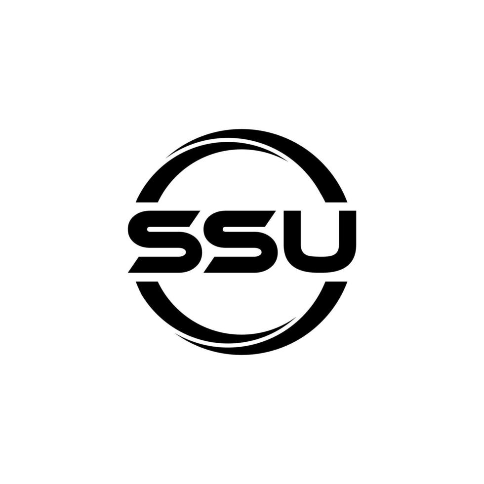 SSU letter logo design in illustration. Vector logo, calligraphy designs for logo, Poster, Invitation, etc.