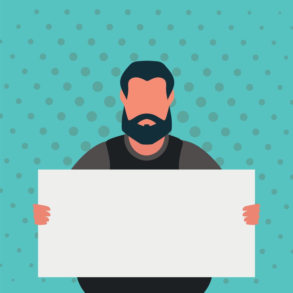 A man with an empty banner and space for your text. Pop art cartoon style. vector